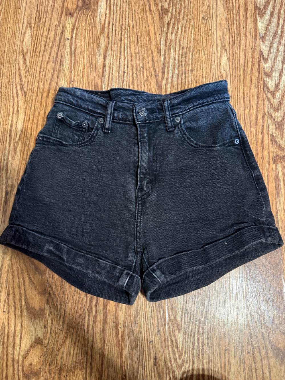 Levi's High-Rise Black Denim Shorts